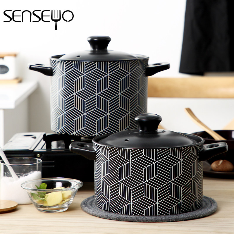 Casserole stew pot household ceramic pot soup pot Japanese-style small soup pot gas open fire small casserole pot resistant to high temperature soup pot