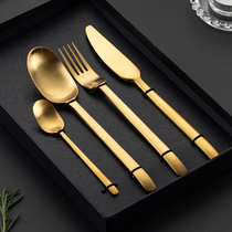 senseyo steak knife fork spoon with three sets Western dining cutlery suit home gold superior sense stainless steel knife fork