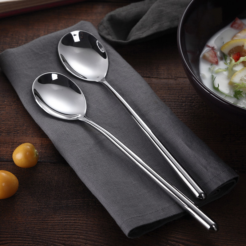senseyo home creative 304 stainless steel spoon Korean style spoon long handle soup spoon rice spoon children's dinner spoon spoon