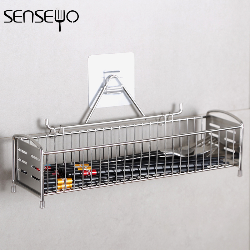 senseyo wall-mounted chopstick rack kitchen cabinet chopsticks box 304 stainless steel nail-free hanging wall chopstick cylinder hanger