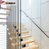 Haoda encrypted protective guardrail straight beam staircase overall custom attic indoor solid wood step compound steel wood straight staircase