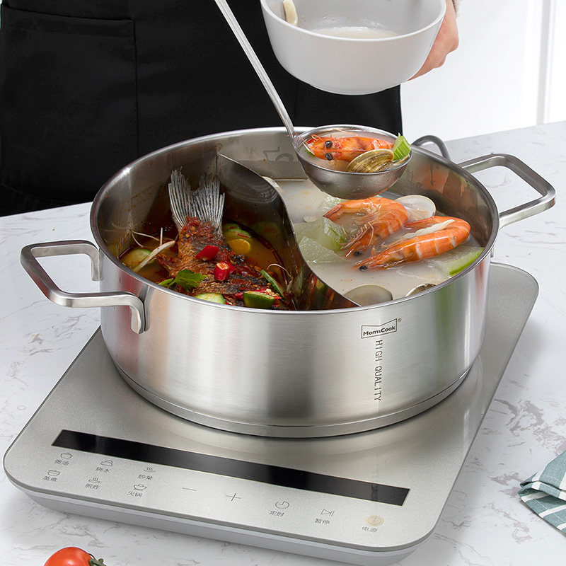 Chef 304 Mandarin Hot Pot Stainless Steel Large Thickened Domestic Hot Pot Pan Available Tomato Hot Pot Bottom-Taobao