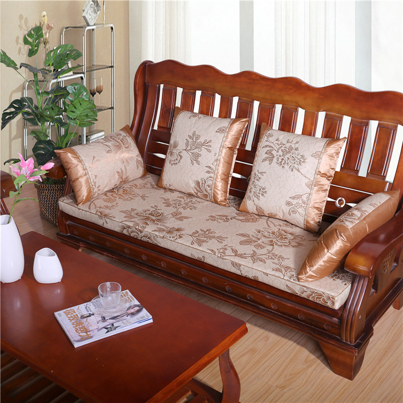 Red Solid Wood Sofa Cushion Summer Ice Silk Thickened Sponge Mat Single Trio Combined Wood Chair Cushion