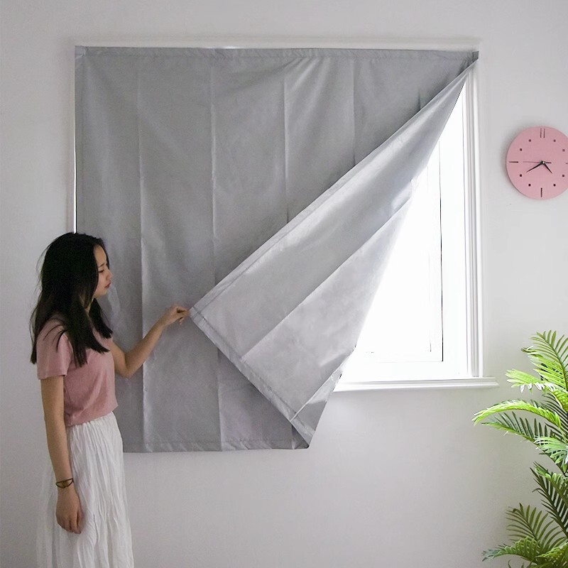 No-Drill Magic Tape Curtains for Balcony Sunshade, Heat Insulation, Sun Protection, Full Blackout Fabric, Light-Blocking Window Cover, Light-Blocking Magic Tool