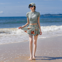 Swimsuit schoolgirl 2021 new fashion 2020 hot spring conservative skirt split summer two-piece swimsuit