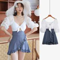 One-piece conservative swimsuit female summer belly cover thin 2021 new seaside plus size fat mm fairy hot spring swimming suit