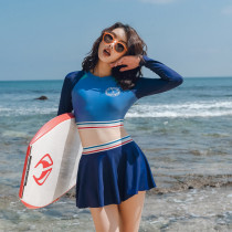 Swimsuit female college style summer split student movement small chest thin 2021 new hot spring long-sleeved fashion swimsuit