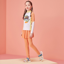 2021 new childrens swimsuit girls summer long-sleeved quick-drying middle and large childrens one-piece skirt sunscreen swimming suit