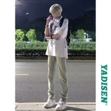 Американская атмосфера High Street Pants Men's CleanFit вымытые желтые грязные джинсы стройные ножницы для ножниц