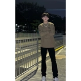 Приталенные черные демисезонные джинсы, флисовые штаны, в американском стиле