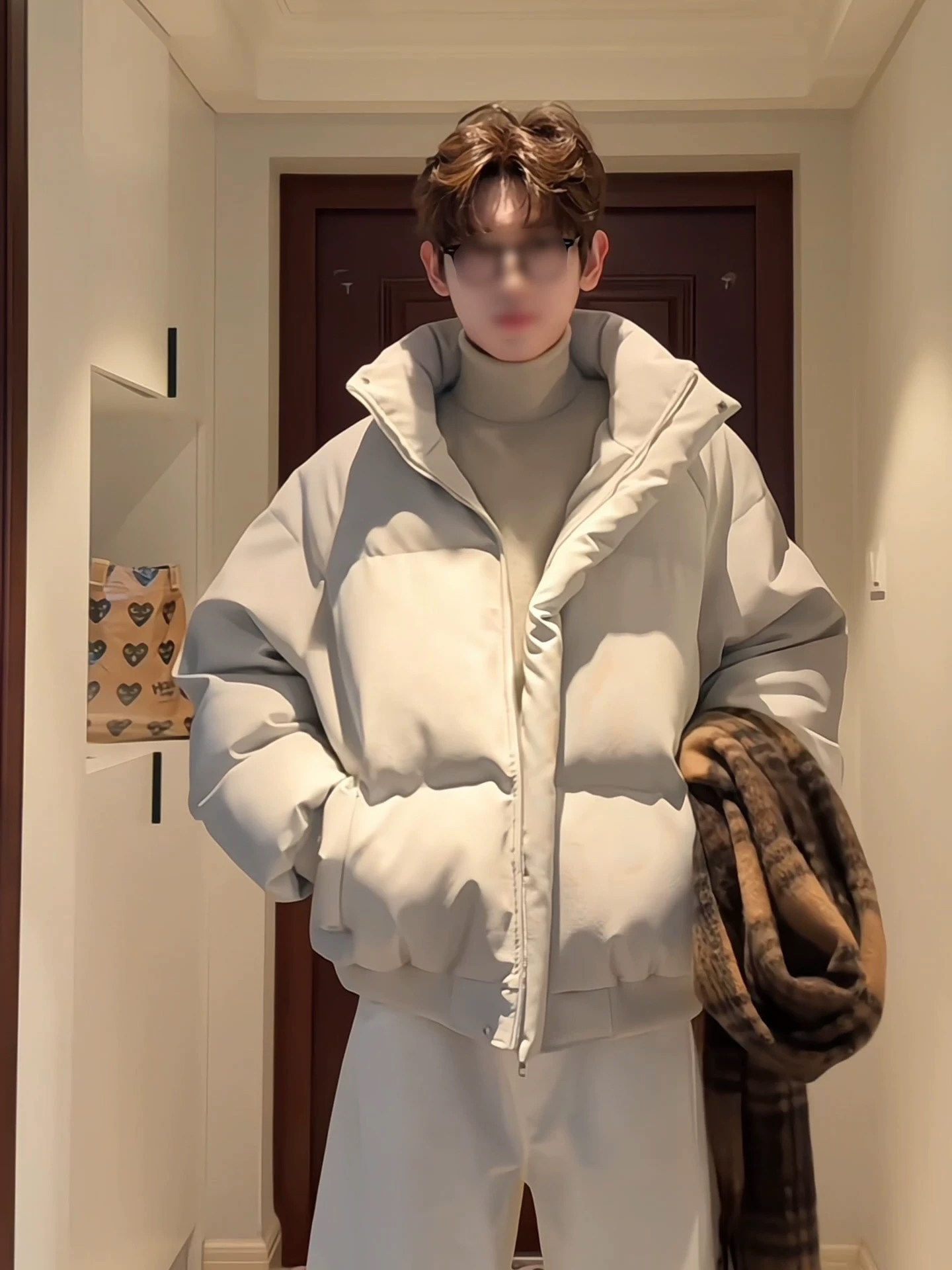 Cleanfit Canvas Leather down Cotton Jacket for Men, Winter Short Silhouette Cotton Coat, High-End American Style Puffer Jacket