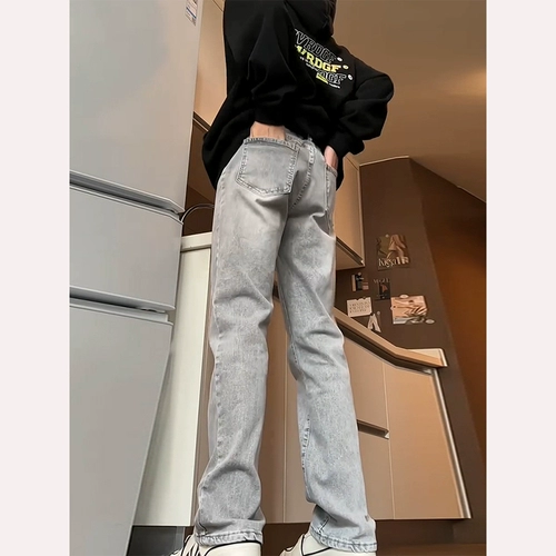 Летние тонкие джинсы, эластичные штаны, в американском стиле, облегающий крой, свободный прямой крой