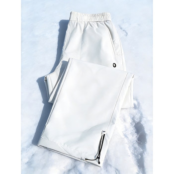 White Softshell Fleece-Lined Waterproof Windproof Winter American-Style Sports Ski Pants for Men and Women Outdoor Hiking Pants