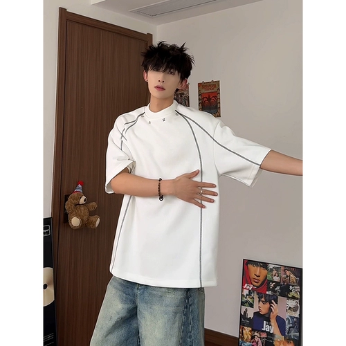 Белая летняя футболка, короткий рукав, изысканный стиль, европейский стиль