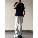 Белые цветные высококлассные джинсы, летние штаны, штаны-клёш, свободный прямой крой, в американском стиле