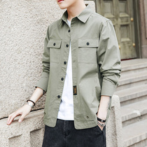 Net red overwear shirt mens Tide brand loose handsome casual casual wild wear long sleeve shirt mens coat Korean trend