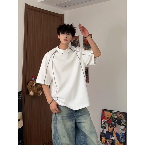 Белая летняя футболка, короткий рукав, изысканный стиль, европейский стиль