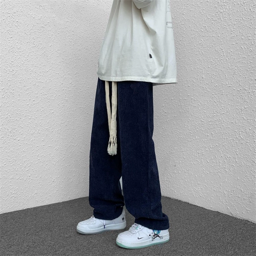 Вельветовые брендовые штаны, флисовые длинные повседневные брюки для отдыха, свободный прямой крой