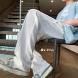 Шелковые летние тонкие трендовые штаны для отдыха, в американском стиле, большой размер, свободный прямой крой