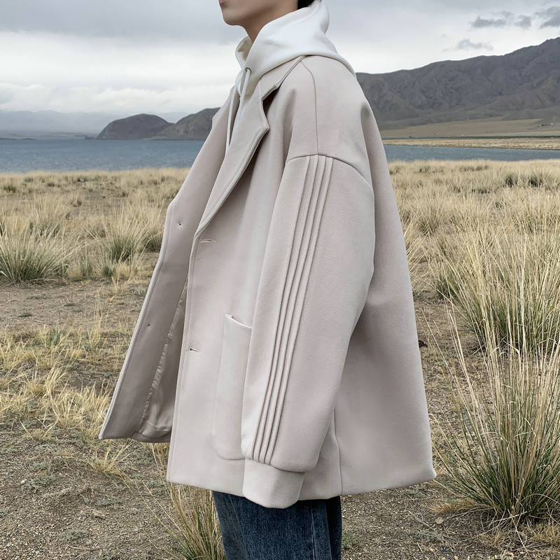 Short fur coat men's winter 2023 new tide cards cleanfit Refuted Collar Loot's Windcoat-Taobao