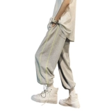 Трендовые серые спортивные штаны, на шнурках, оверсайз, большой размер, свободный прямой крой