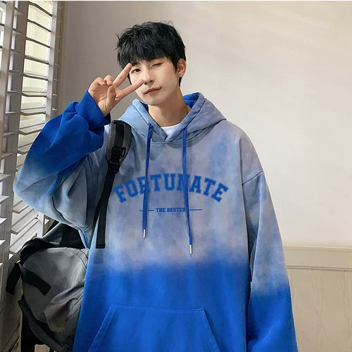 Ретро осенняя небольшая толстовка с капюшоном, дизайнерская куртка для влюбленных, в американском стиле, градиент, тренд сезона