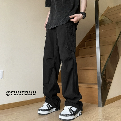 Осенние штаны, трендовые повседневные брюки, в американском стиле, оверсайз, свободный прямой крой