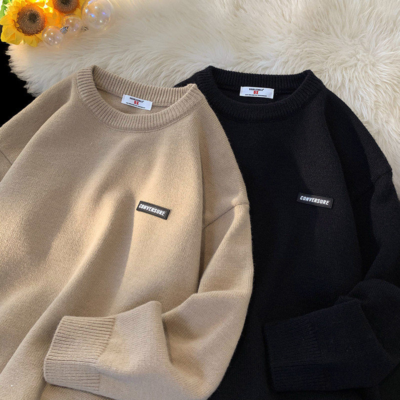 Round collar sweater for men's autumn and winter 2023 new Lazy Wind Easy Day Tie Hooded Sweatshirt Jacket Wire Jersey Undershirt-Taobao