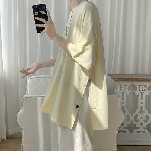 Небольшая дизайнерская летняя футболка с коротким рукавом для влюбленных, тренд сезона, в американском стиле, оверсайз