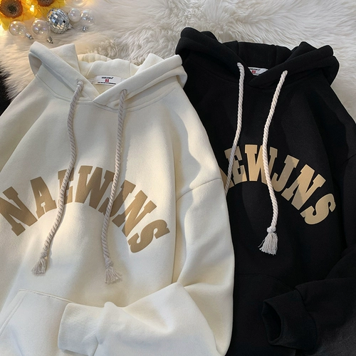 Утепленная утепленная толстовка, толстовка с капюшоном, парная одежда для влюбленных, куртка, в американском стиле, оверсайз