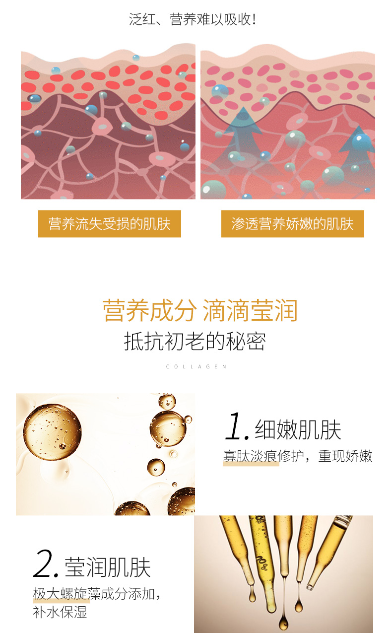 Trung Quốc Y học vàng trẻ hóa mặt nạ peptide Collagen dưỡng ẩm Sửa chữa chống nhăn nâng cơ làm săn chắc - Mặt nạ mặt nạ giấy innisfree