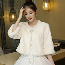 Wedding shawl winter coat 2020 new bridal dress cheongsam warm Fashion wedding outside Long Sleeve
