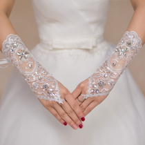 Bride Gloves Long Wedding Gloves White Wedding Dress Lace Finger Korean Rhinestone 2021 New Accessories