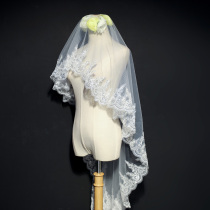 Bride veil female headdress Super fairy series retro short wedding dress lace white wedding gift Net red photo props