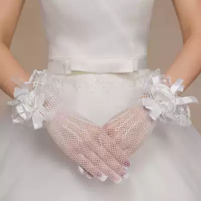Bride gloves mesh bag refers to 2019 new wedding dress cheongsam short white accessories Korean flowers sweet