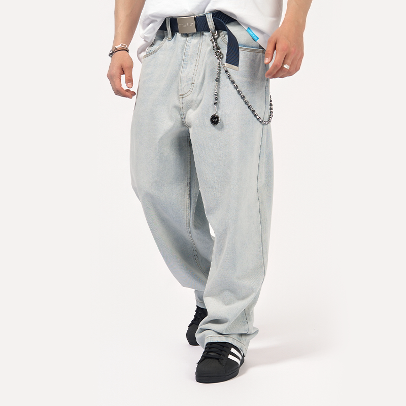 Avenue&Son Avenue's Son 2026 Straight-Leg Wide-Leg Embroidered 14-Ounce Skateboard Washed Denim Jeans for Street Dance Avenue&Son Avenue's Son 2026 Straight-Leg Wide-Leg Embroidered 14-Ounce Skateboard Washed Denim Jeans for Street Dance