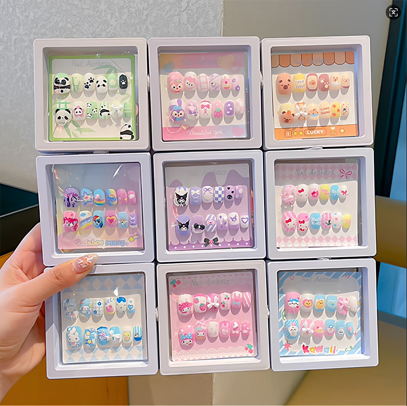 Cute Cartoon Kuromi Children's Wearable Nail Stickers, Jelly Glue, Removable Nail Art Stickers, Free Nail Stickers for Little Girls Cute Cartoon Kuromi Children's Wearable Nail Stickers, Jelly Glue, Removable Nail Art Stickers, Free Nail Stickers for Little Girls