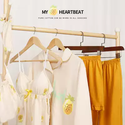 Seven-piece pajamas women's spring, autumn and winter pure cotton thin sexy suspender chest pad summer two-piece suit home clothes