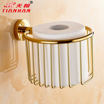 Full copper perforated toilet paper towels Bathrooms Bathroom Living Room Plated Rose Gold Paper Towel Rack Bathroom Supplies Pendant