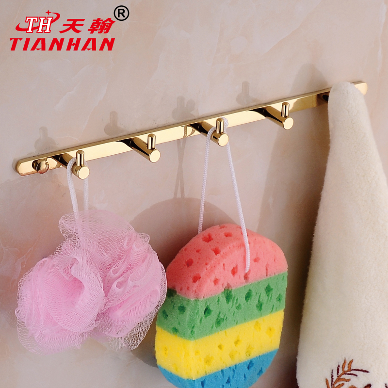 Tianhan bathroom European-style all copper solid chrome plated gold color creative clothes hook Clothes hook row hook Bathroom pendant promotion