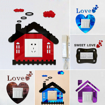 Acrylic wall stickers 3D three-dimensional self-adhesive switch stickers Socket protective cover European-style creative net red panel decoration stickers