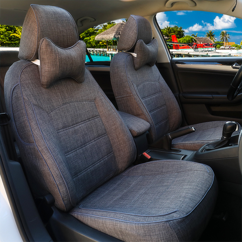 All-Season Linen Seat Cushion for Sylphy, Excelle, Bora, Polo, Jetta, Full Coverage Car Seat Cover, Fabric Seat Cover