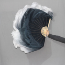 Silk dance fan ink fan dancing fan classical dance props white and black gradient double-sided white and black is dyed fan
