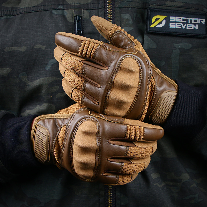 Military fans outdoor sports riding full finger black hawk gloves tactical equipment cs wear-resistant leather gloves