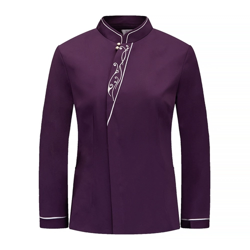 Официант для работы с питанием для работы с длинными рукавами отель китайский ресторан, отель Front Hall Office Office, вышивая мужчина и женщины осень и зима