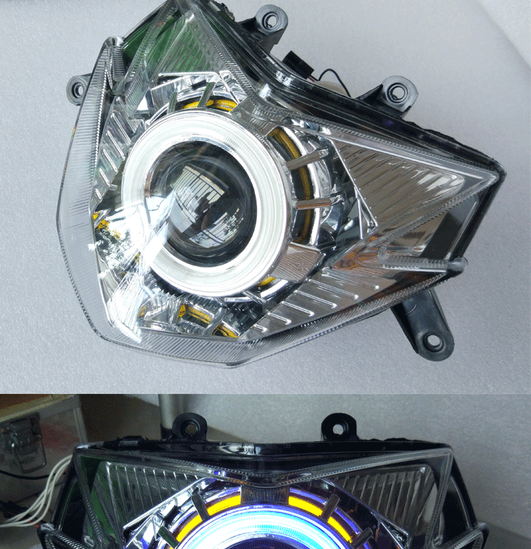 Xe máy điện tốc độ WISP ba thế hệ của ống kính thiên thần mắt quỷ mắt quỷ Xenon đèn pha thế hệ RSZ1 - Đèn HID xe máy đèn pha 7 màu xe máy	