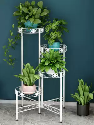 Flower shelf multi-storey indoor household Balcony decoration shelf iron living room simple flower pot multi-layer hanger gold GE