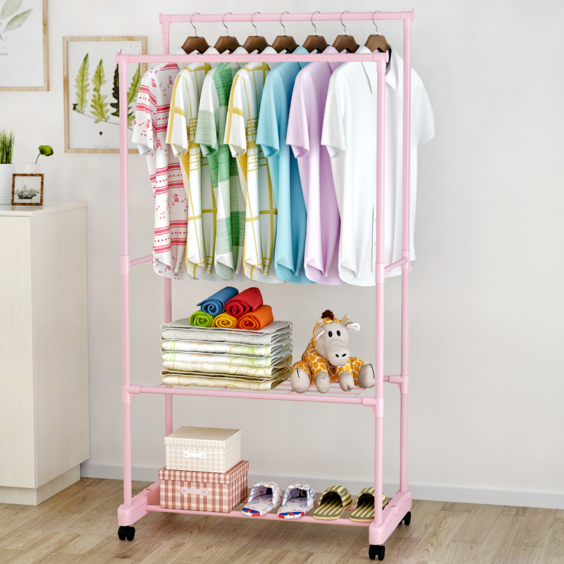 Solnow clothes rack Thick mesh compartment Floor clothesline Balcony double rod hanger Drying hanger indoor