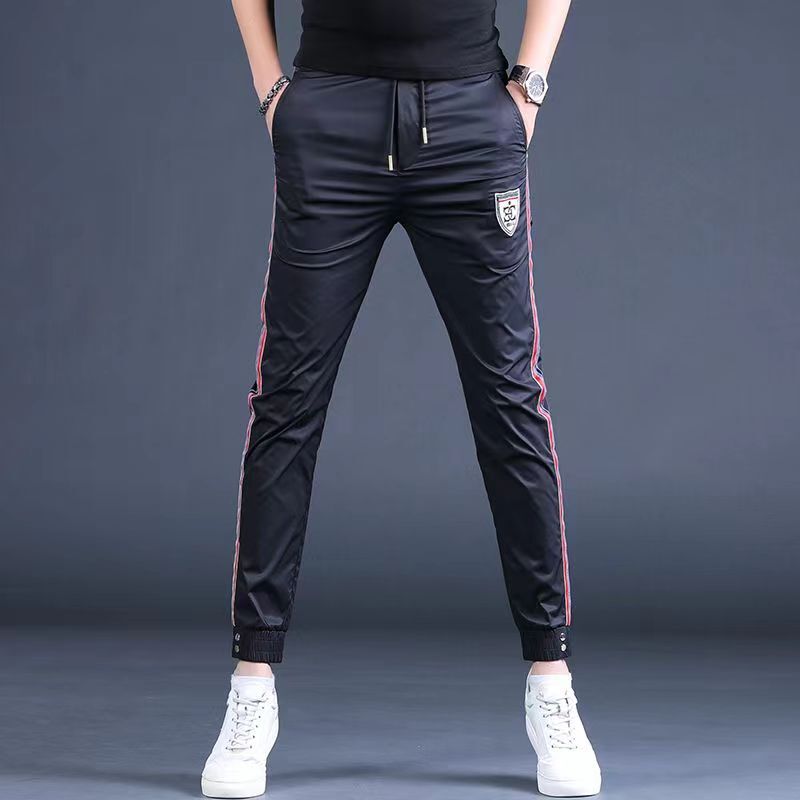 Summer New Stylish Jogger Casual Pants for Men, European Style Slim Fit, Ice Silk Thin High-End Versatile Sports Pants for Men