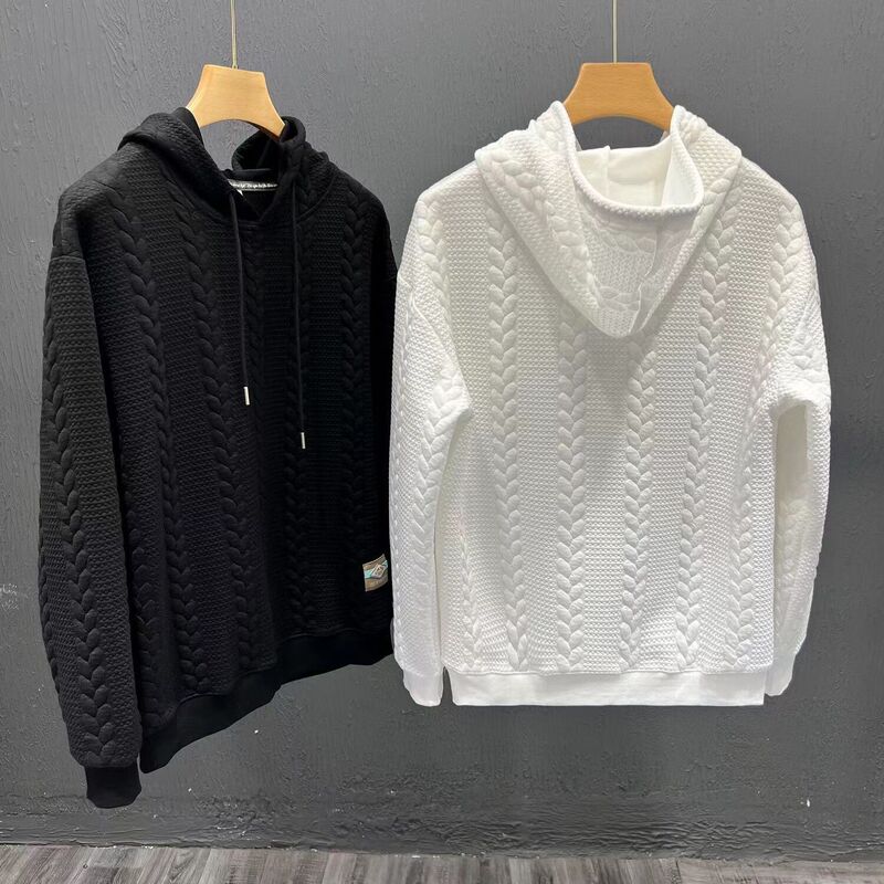 Korean Style Spring and Autumn New Braided Sweatshirt for Young Men, Fashionable and Trendy Casual Personality Hooded Long-Sleeve Top Korean Style Spring and Autumn New Braided Sweatshirt for Young Men, Fashionable and Trendy Casual Personality Hooded Long-Sleeve Top